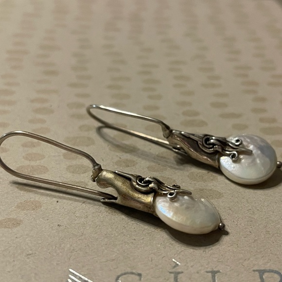 Silpada RARE Coin Pearl Sterling Silver Earrings W1269 - Picture 11 of 16